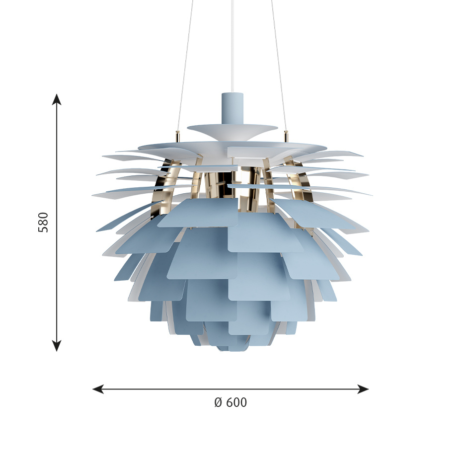 Louis Poulsen PH Artichoke Ø600 Pendel Dusty Blue/Brass Metallised