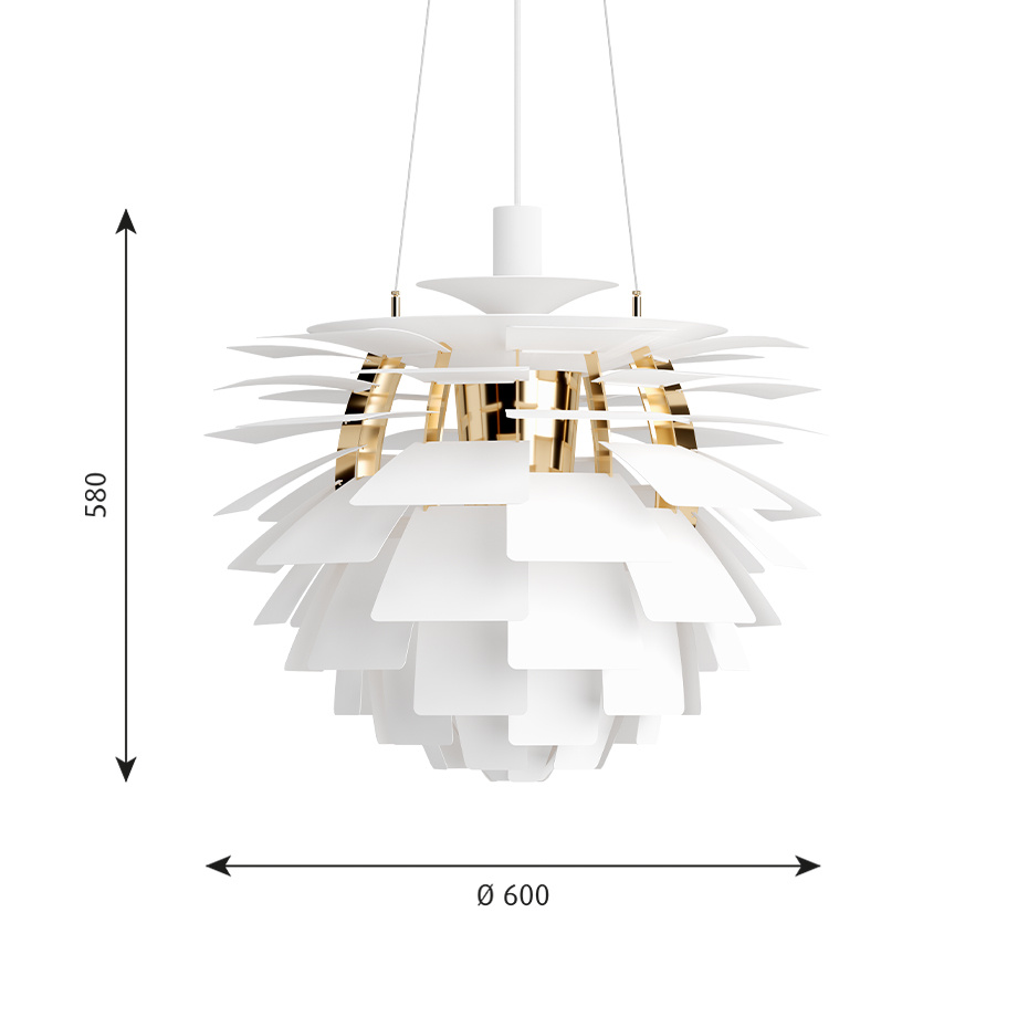 Louis Poulsen PH Artichoke Ø600 Pendel Soft White/Brass Metallised