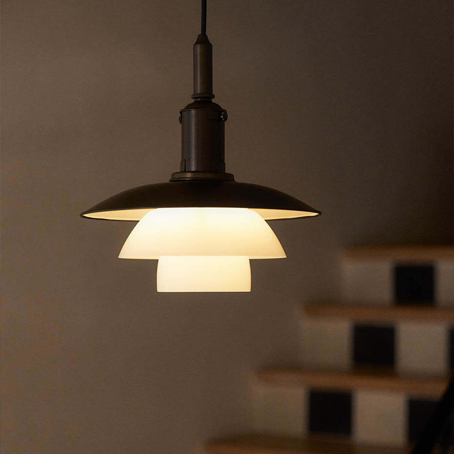 PH 3/3 Pendel Aged Brass/Opal Glass