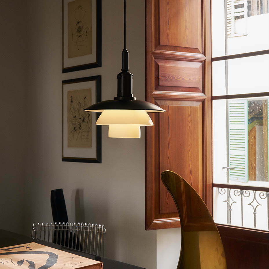 PH 3/3 Pendel Aged Brass/Opal Glass