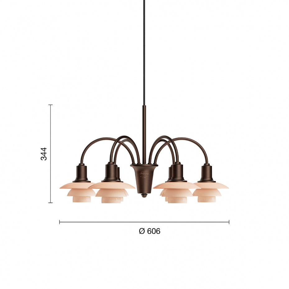 PH 1/1 Ljuskrona 6 Centenary Edition Aged Brass/Dusty Terracotta
