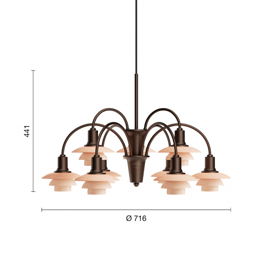 PH 1/1 Ljuskrona 9 Centenary Edition Aged Brass/Dusty Terracotta