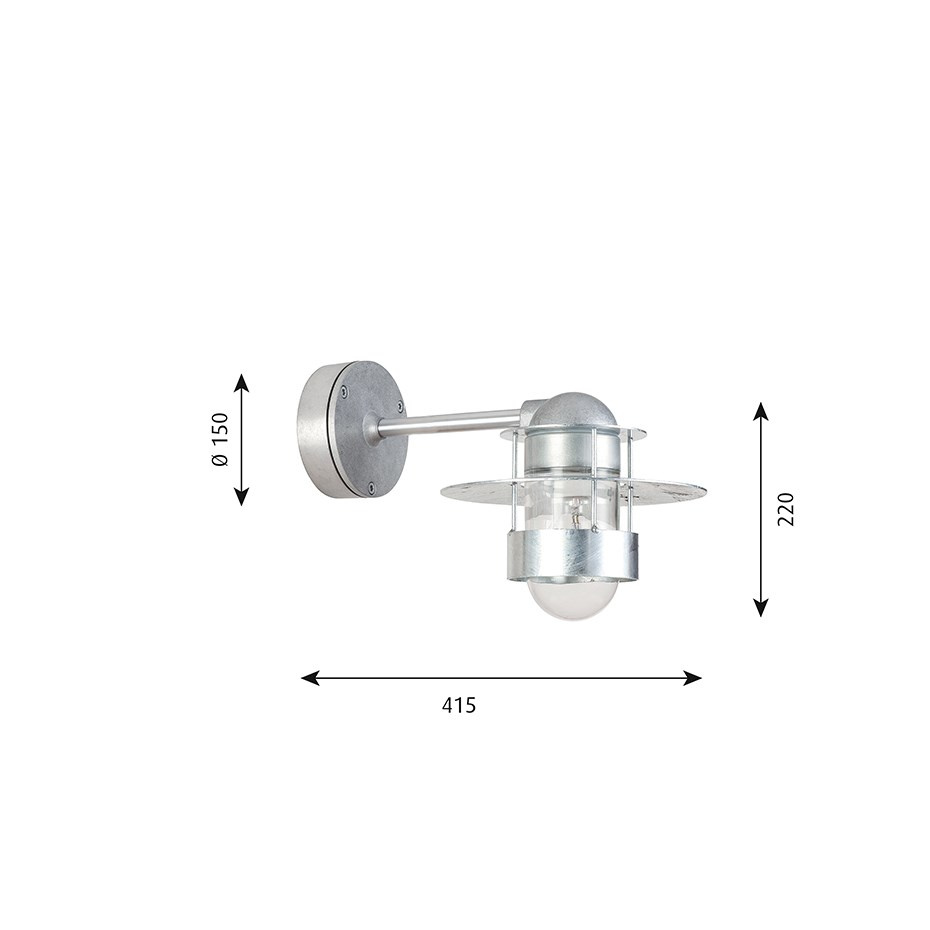 Albertslund Vägglampa Short Galvanised