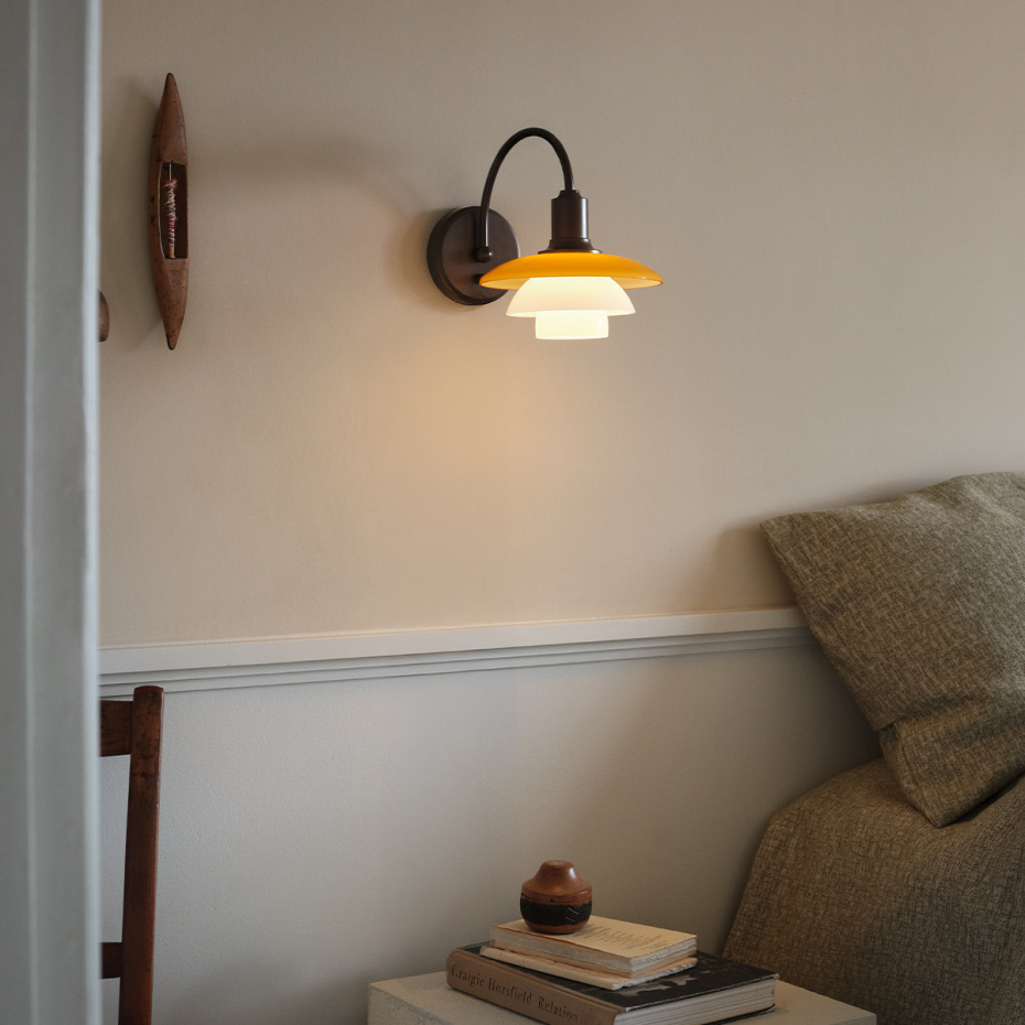 PH 2/2 Vägglampa Centenary Edition Amber/Opal White Med Strömbrytare/Med Sladd