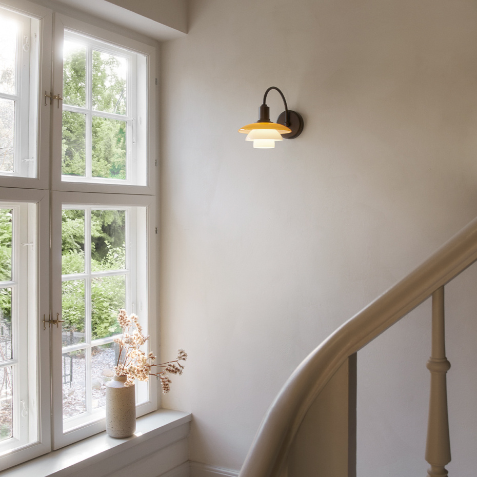 PH 2/2 Vägglampa Centenary Edition Amber/Opal White Med Strömbrytare/Med Sladd