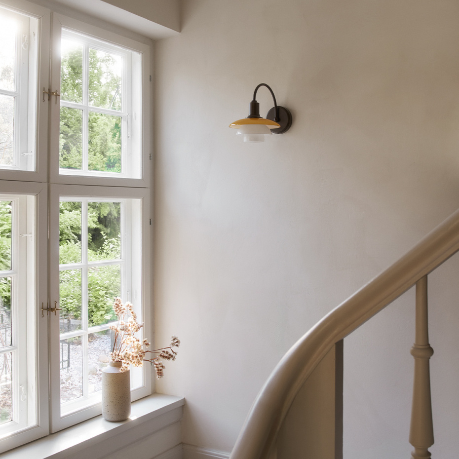 PH 2/2 Vägglampa Centenary Edition Amber/Opal White Med Strömbrytare/Med Sladd