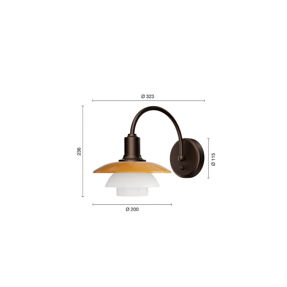 PH 2/2 Vägglampa Centenary Edition Amber/Opal White Med Strömbrytare/Utan Sladd