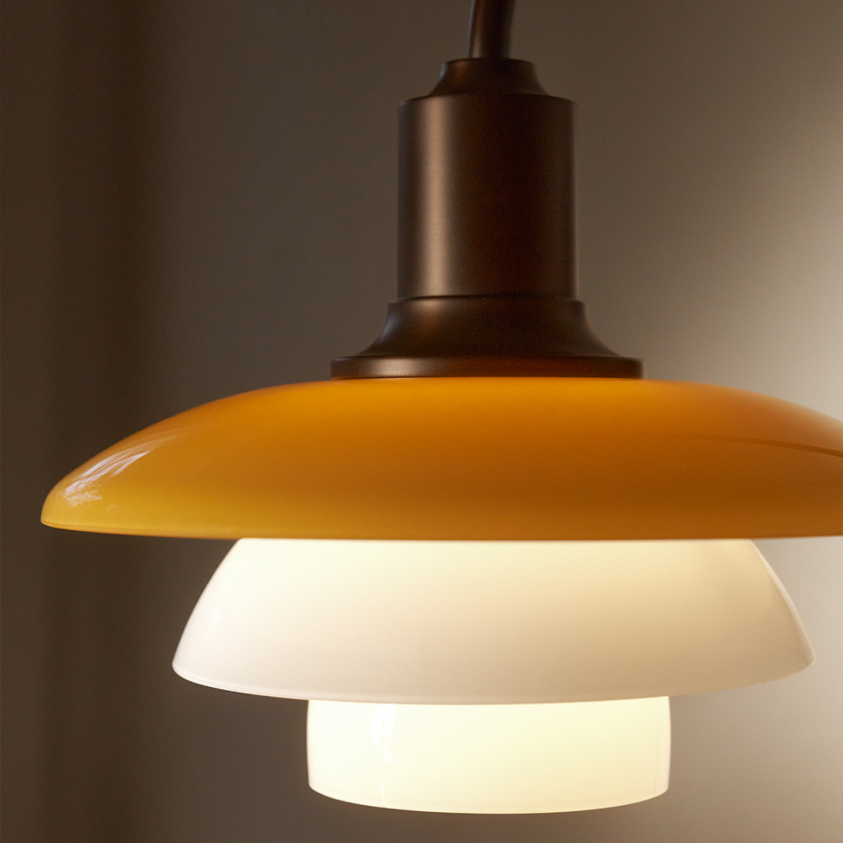 PH 2/2 Vägglampa Centenary Edition Amber/Opal White Med Strömbrytare/Utan Sladd