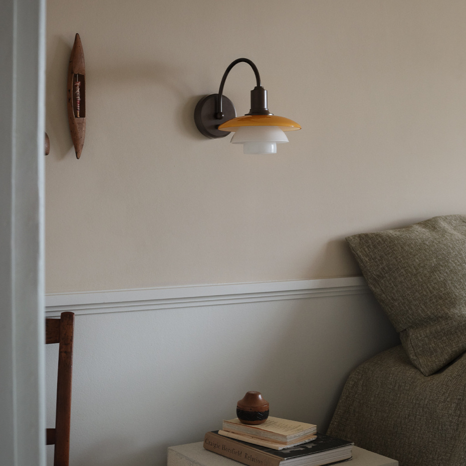 PH 2/2 Vägglampa Centenary Edition Amber/Opal White Med Strömbrytare/Utan Sladd