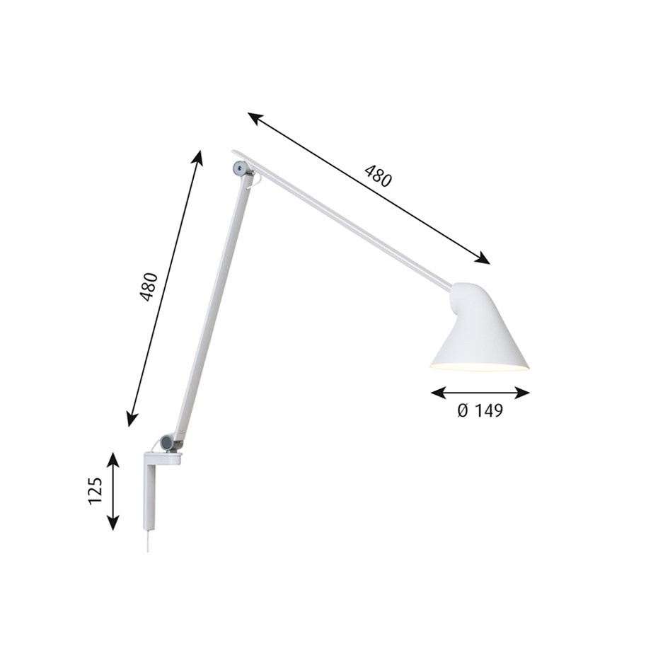 NJP Vägglampa Long Arm White