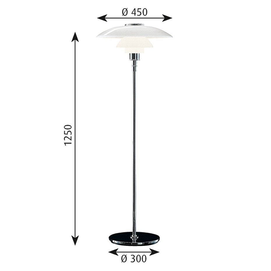 PH 4½-3½ Golvlampa Chrome