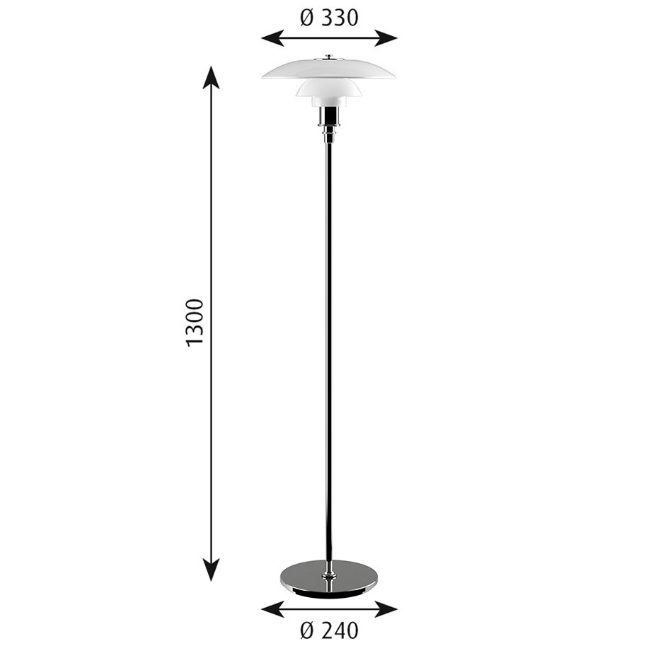 PH 3½-2½ Golvlampa Chrome
