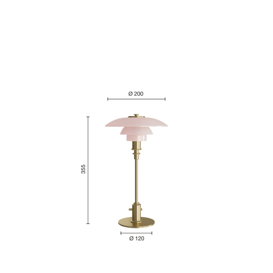 PH 2/1 Bordslampa Pale Rose/Brass