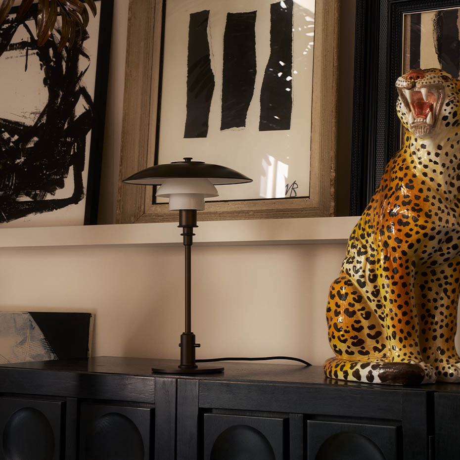 PH 3/2 Bordslampa Aged Brass/Opal Glass