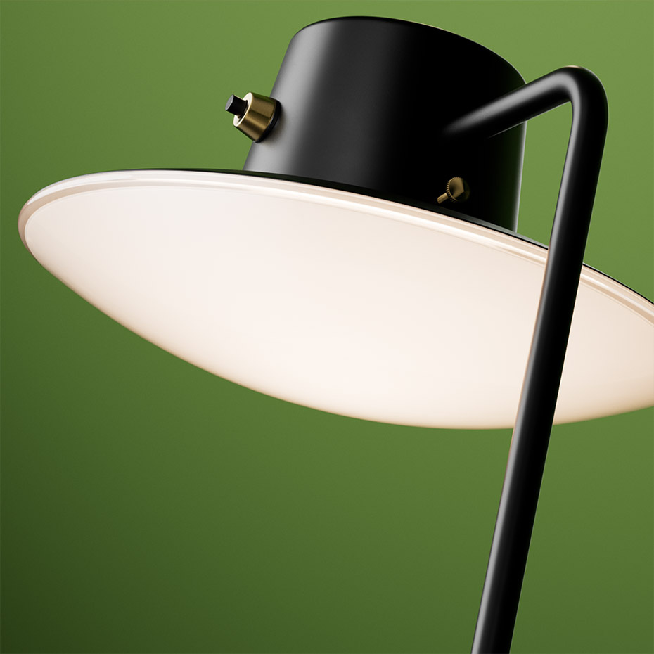 AJ Oxford 410 Bordslampa Black/Opal Glass Med Överskärm