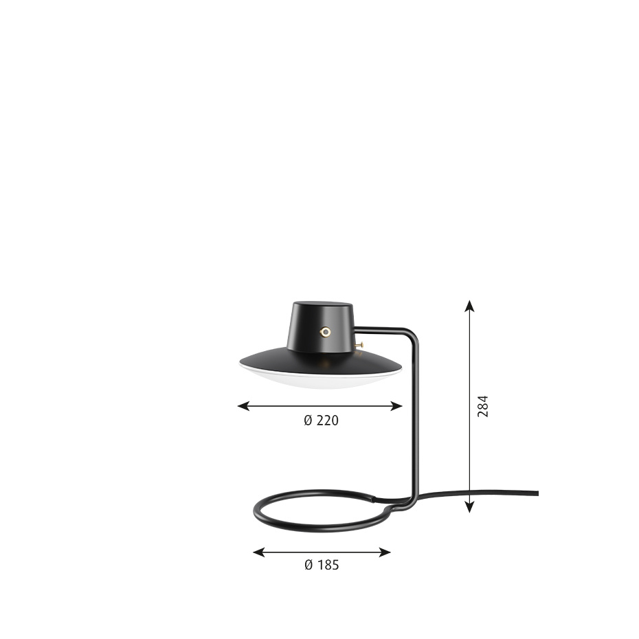 AJ Oxford 280 Bordslampa Black/Opal Glass Med Överskärm