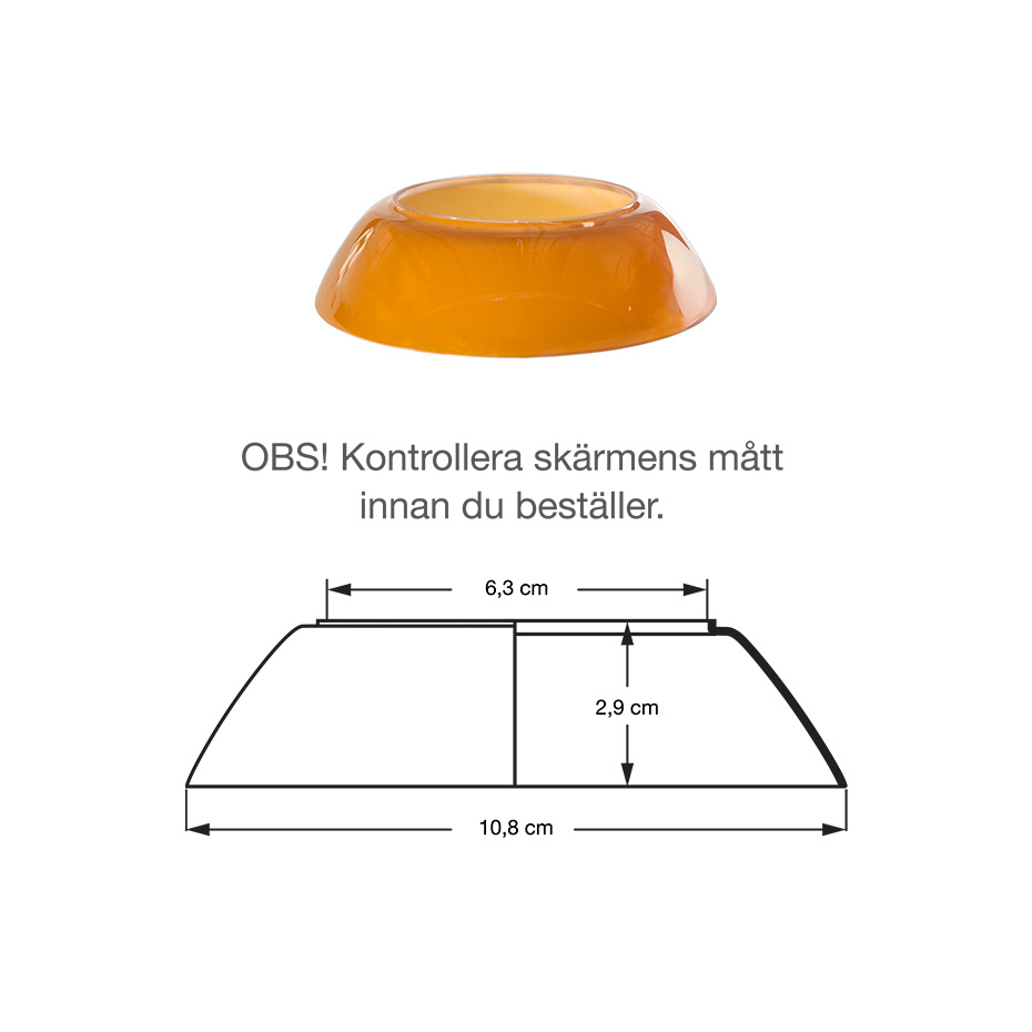 PH 2/1 Mellanskärm Bärnstensfärgat Glas
