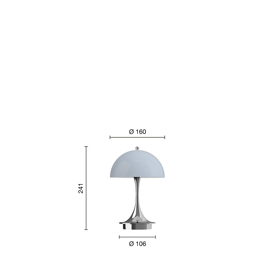 Panthella Ø160 Portable Bordslampa Chrome Opal Blue Grey V3