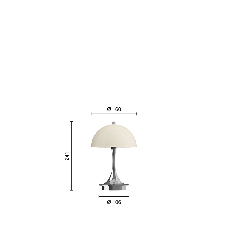 Panthella Ø160 Portable Bordslampa Chrome Opal Beige V3