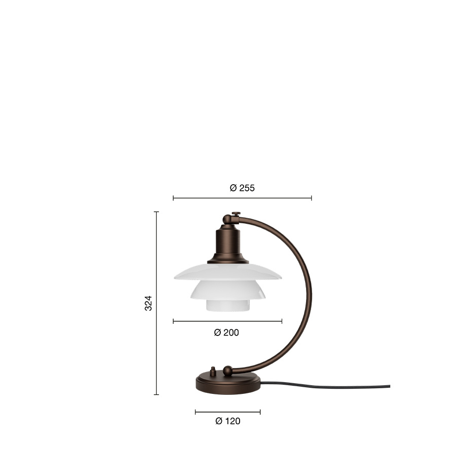 PH 2/2 Luna Bordslampa Aged Brass/Opal Glass