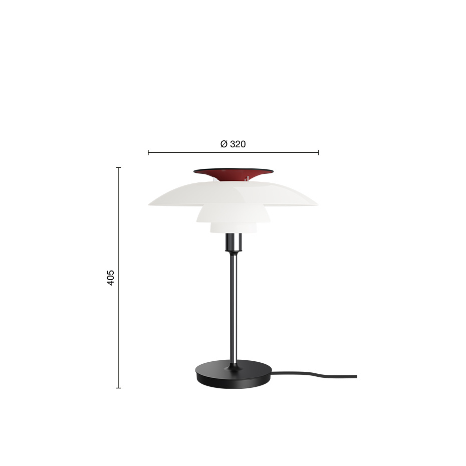 PH 80 Bordslampa Opal White/High Lustre Chrome Plated