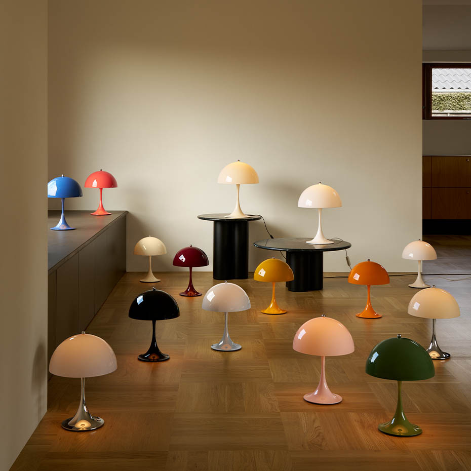 Panthella Ø250 Portable Bordslampa Chrome Opal Beige V3