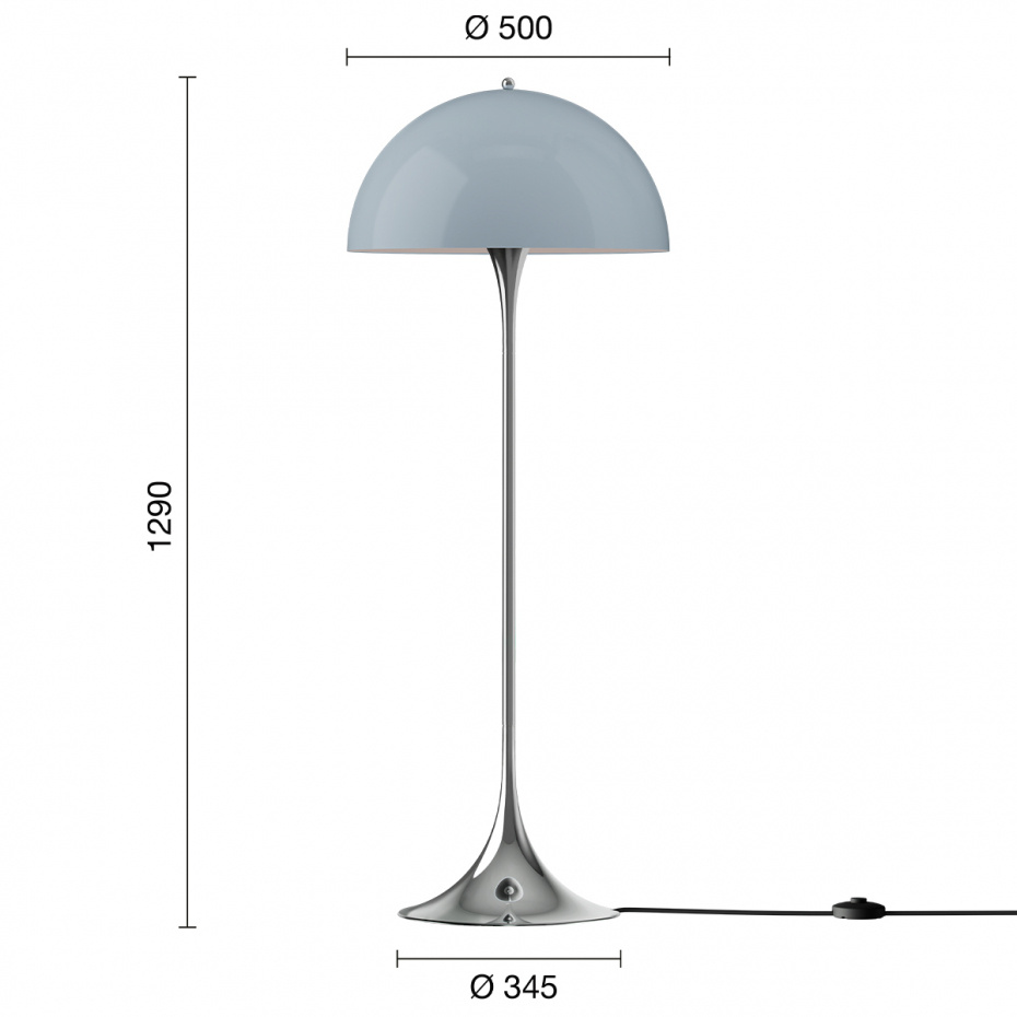 Panthella Ø500 Golvlampa Original Opal Blue Grey
