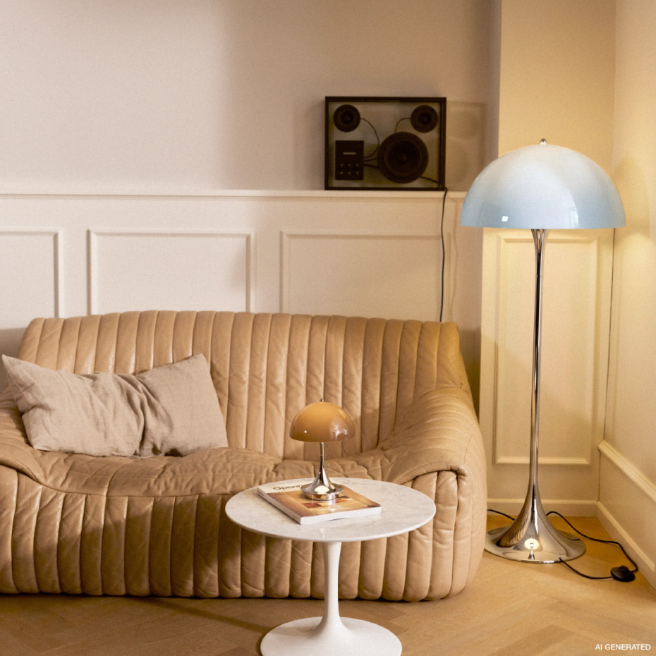 Panthella Ø500 Golvlampa Original Opal Blue Grey