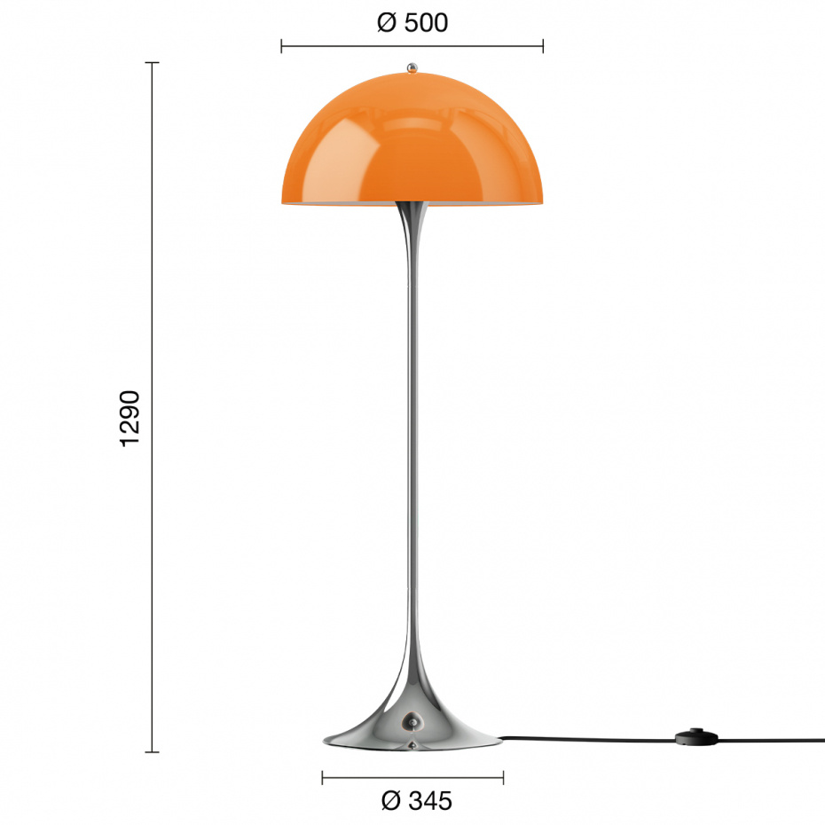 Panthella Ø500 Golvlampa Original Opal Orange