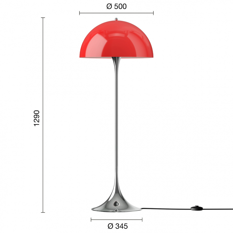 Panthella Ø500 Golvlampa Original Opal Red
