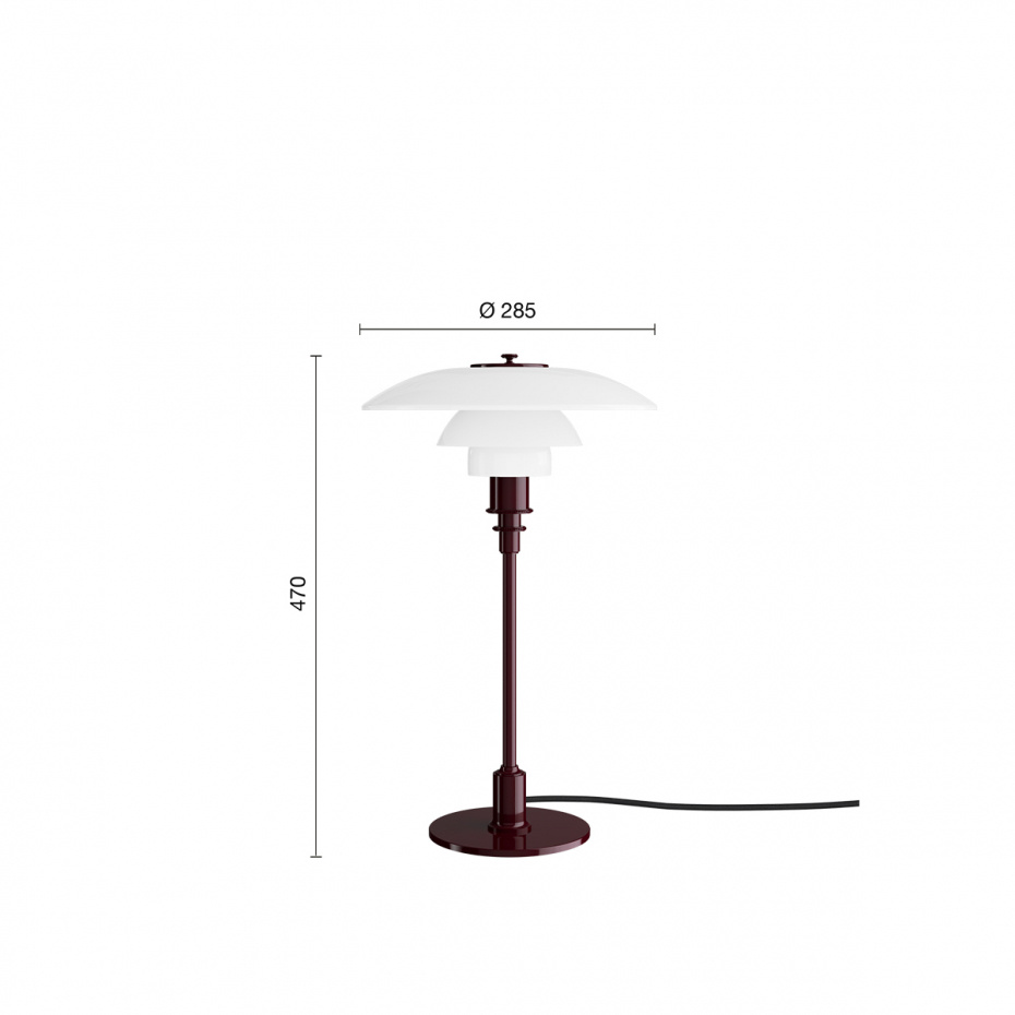 PH 3/2 Bordslampa Glossy Burgundy