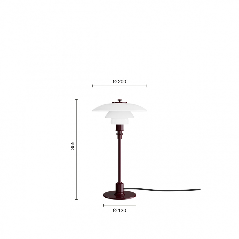 PH 2/1 Bordslampa Glossy Burgundy