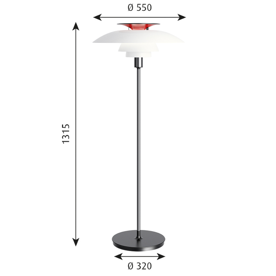 PH 80 Golvlampa White Opal Acryl/Chrome