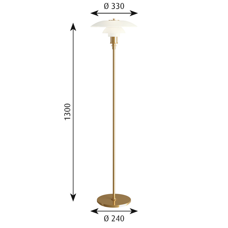PH 3½-2½ Golvlampa Brass