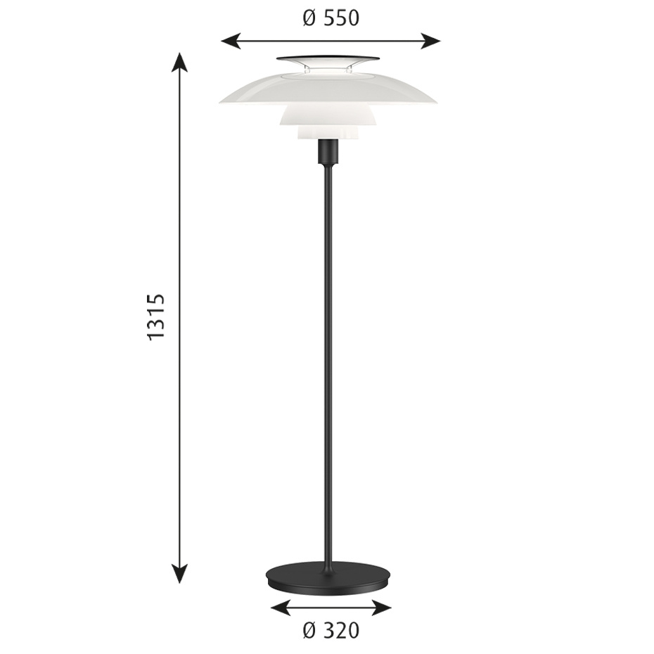 PH 80 Golvlampa White Opal Acryl/Black