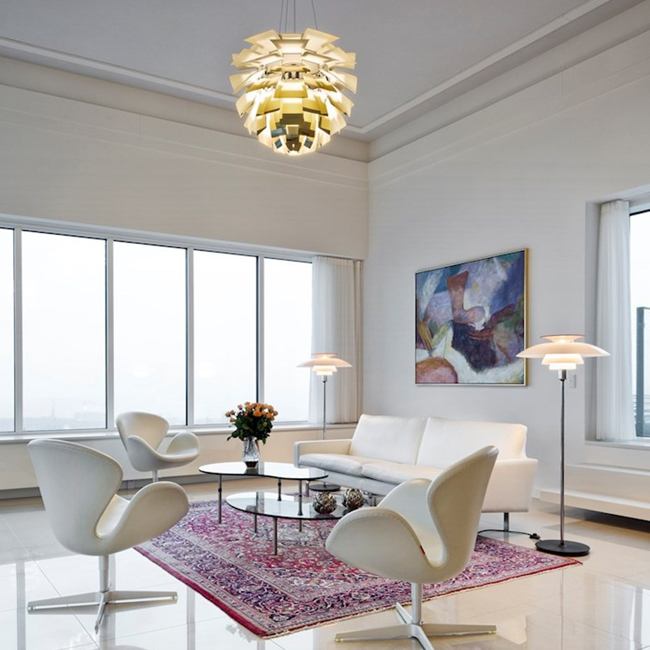 PH 80 Golvlampa White Opal Acryl/Black