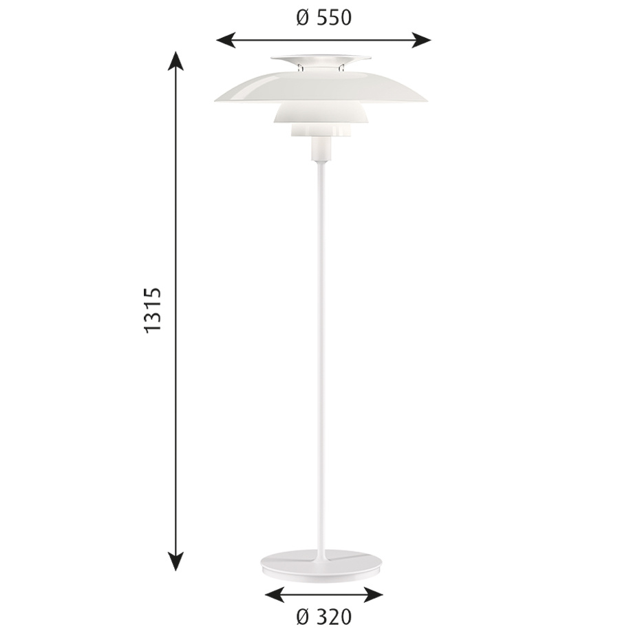 PH 80 Golvlampa White Opal Acryl/White