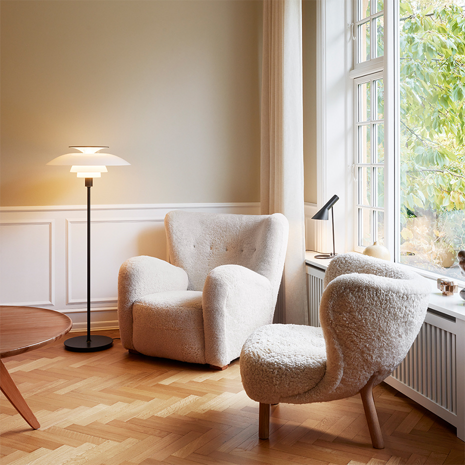 PH 80 Golvlampa White Opal Acryl/White