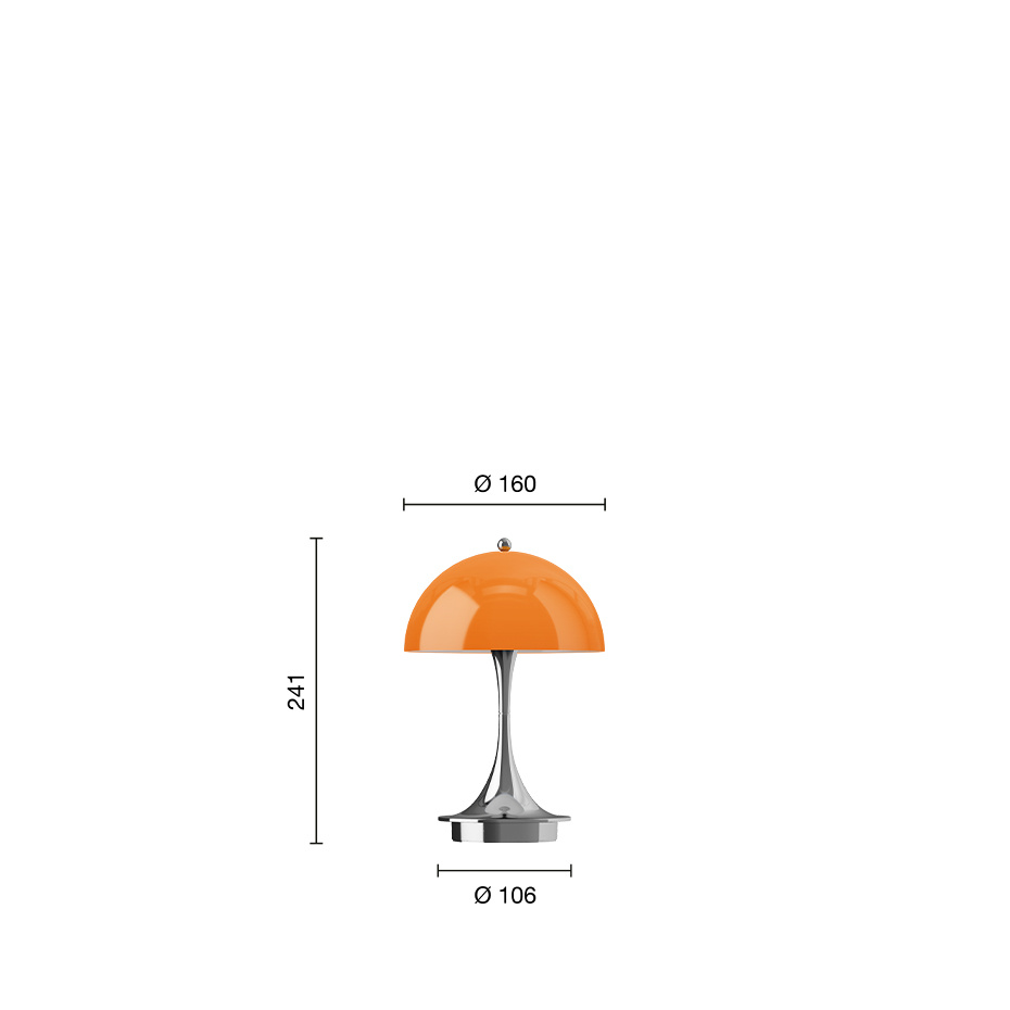 Panthella Ø160 Portable Bordslampa Original Opal Orange V3