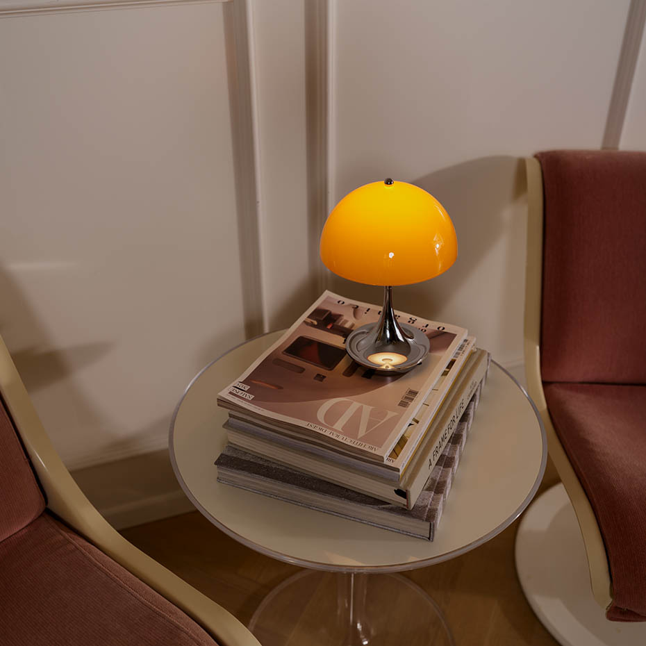 Panthella Ø160 Portable Bordslampa Original Opal Orange V3