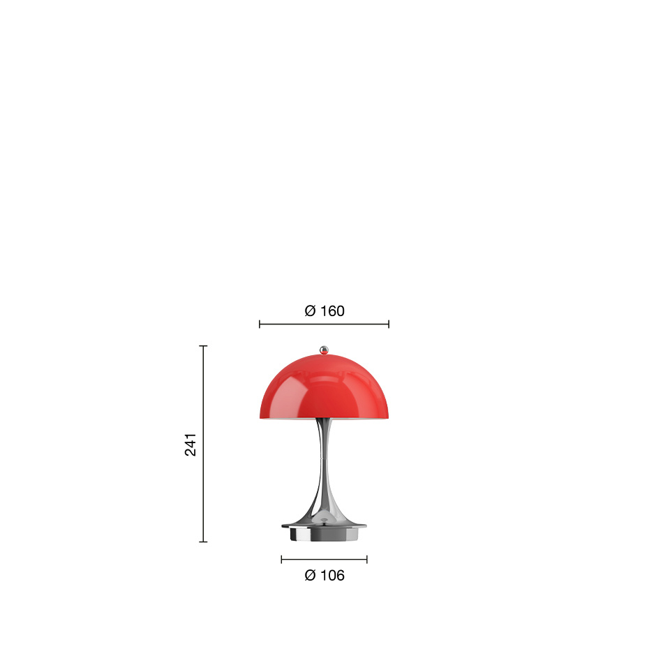 Panthella Ø160 Portable Bordslampa Original Opal Red V3