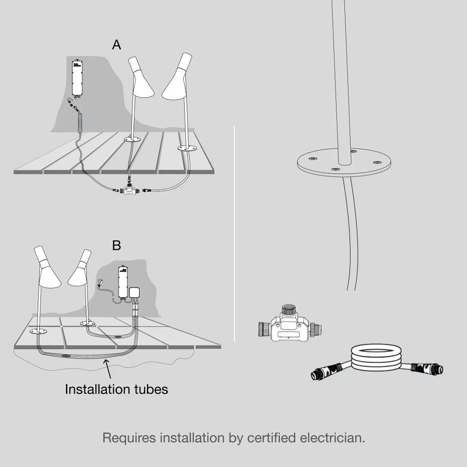 AJ Garden Pollare Long Black Med Fotplatta