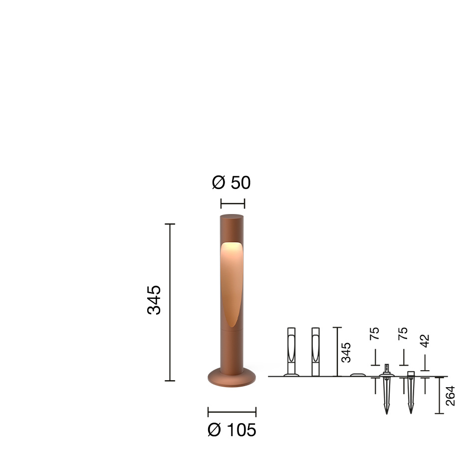 Flindt Garden Pollare Short Corten Med Ankarfäste