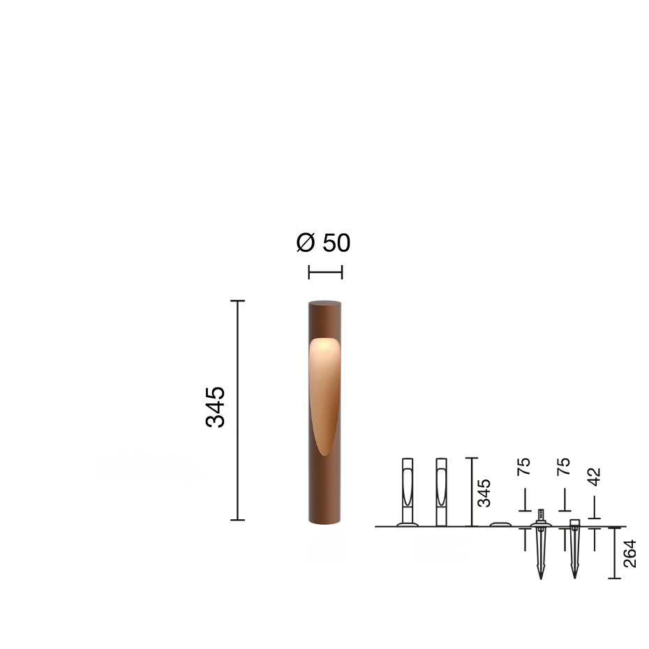 Flindt Garden Pollare Short Corten Med Jordspett