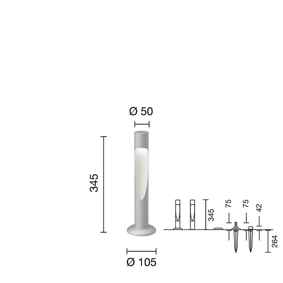 Flindt Garden Pollare Short Aluminium Med Fotplatta