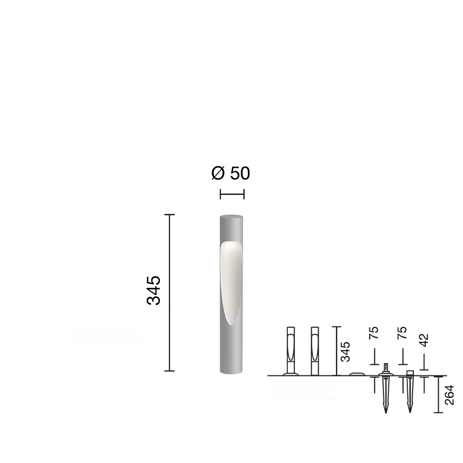 Flindt Garden Pollare Short Aluminium Med Jordspett