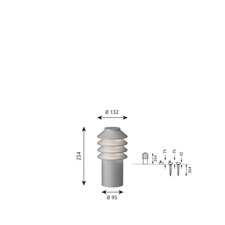 Bysted Garden Pollare Short Aluminium Med Jordspett