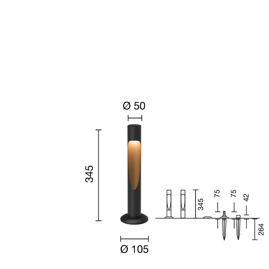 Flindt Garden Pollare Short Black Med Ankarfäste