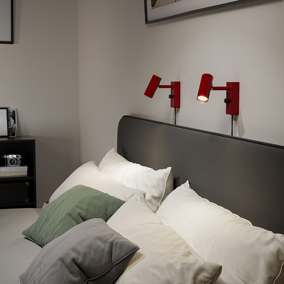 Cato Vägglampa Rubinröd/Mattsvart