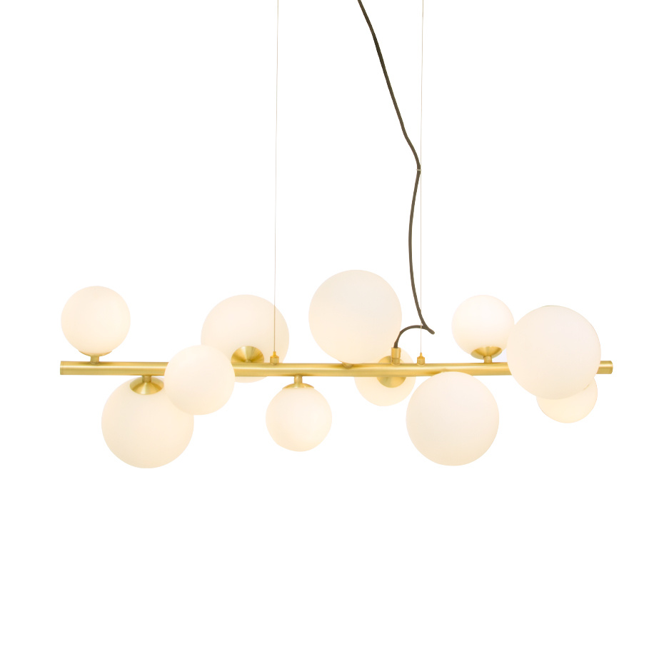 Molekyl Pendel 85cm Mässing/Opalglas